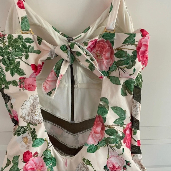 NWOT Leonisa floral mesh compression shapewear one piece swim suit 15019 - Picture 8 of 11